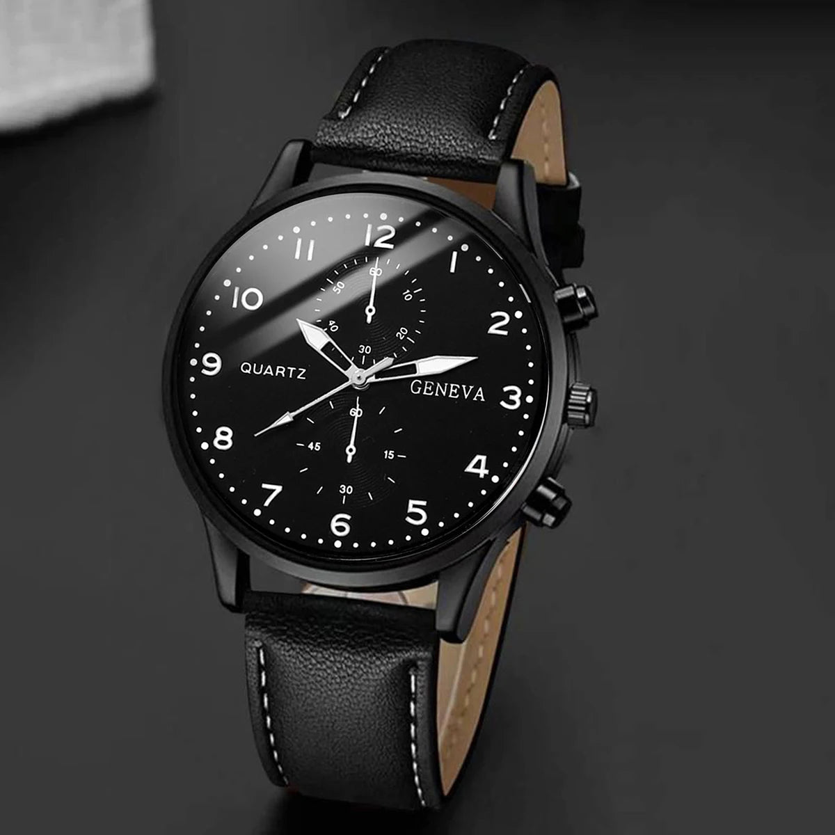 4-Piece Men's Sports & Business Watch Set | Quartz Movement with Vintage Leather Strap