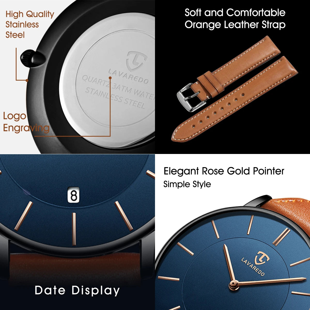 Minimalist Men's Watch | Fashionable Design with Leather Strap and Date Display