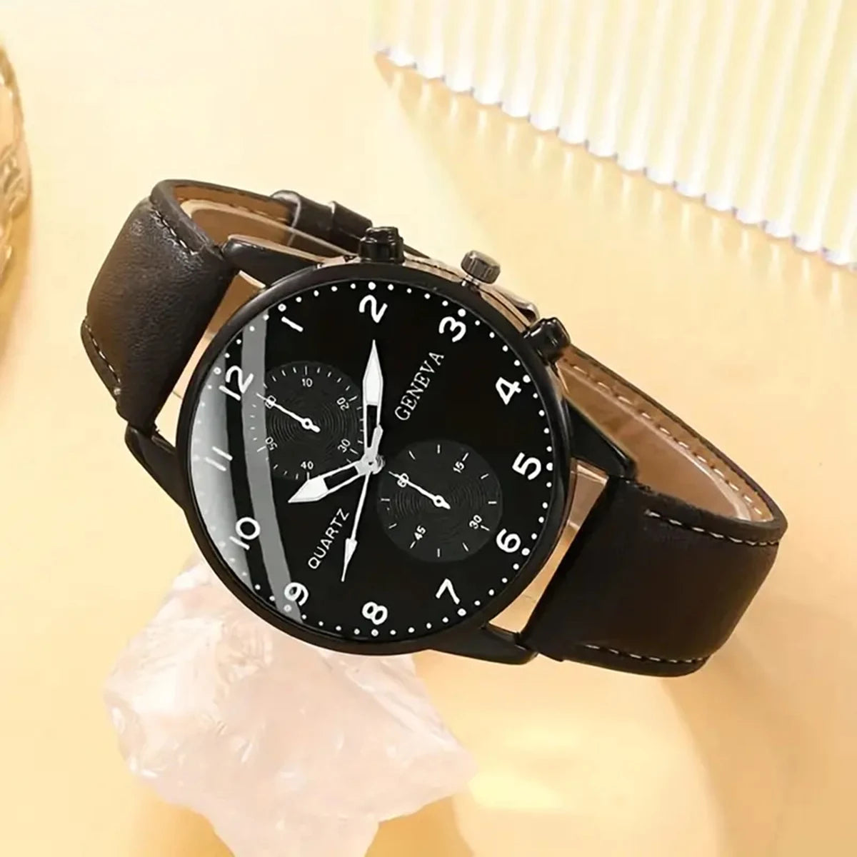 4-Piece Men's Sports & Business Watch Set | Quartz Movement with Vintage Leather Strap