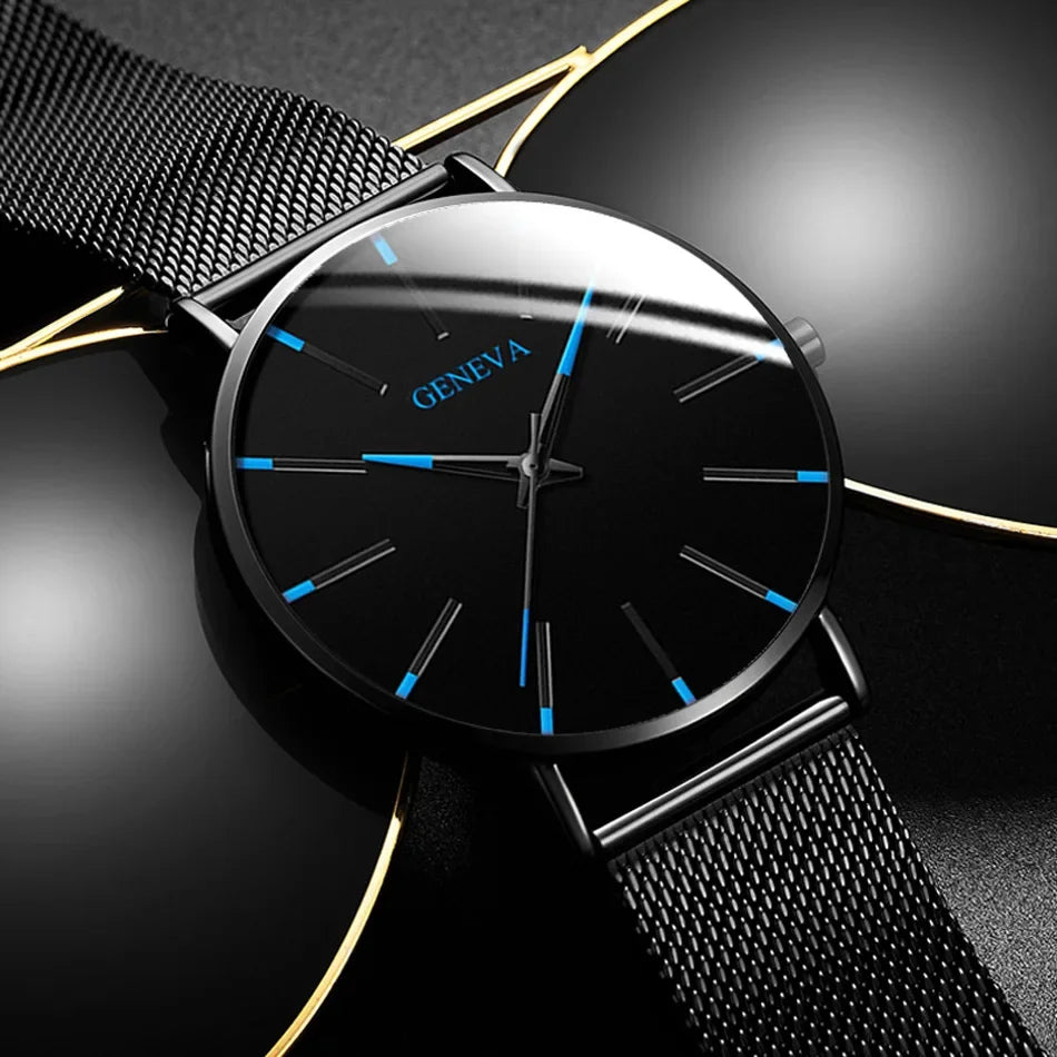 Ultra Thin Black Luxury Geneva Watch