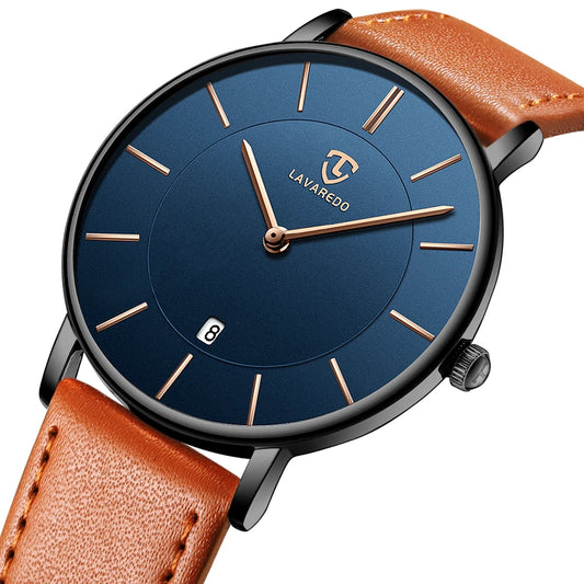 Minimalist Men's Watch | Fashionable Design with Leather Strap and Date Display