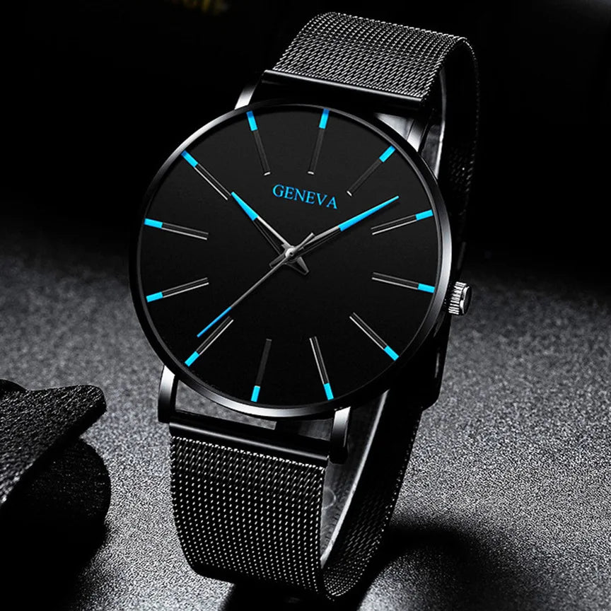 Ultra Thin Black Luxury Geneva Watch