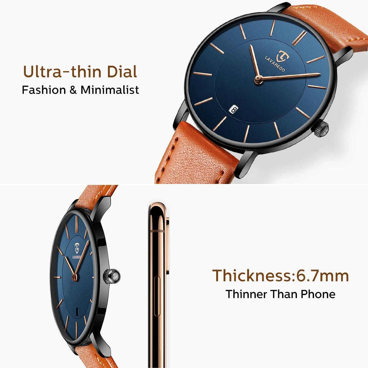 Minimalist Men's Watch | Fashionable Design with Leather Strap and Date Display