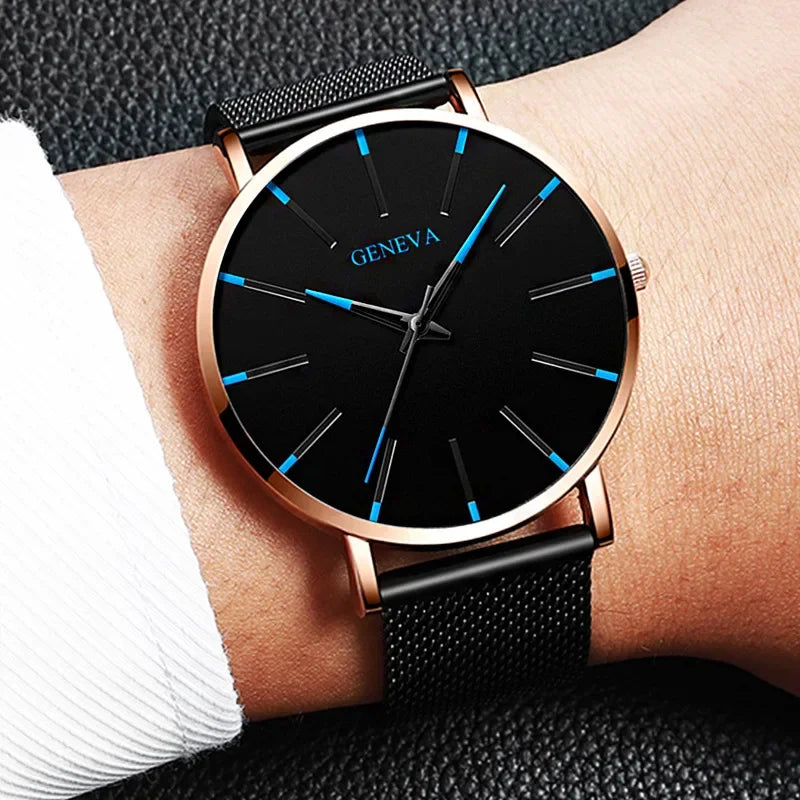 Ultra Thin Black Luxury Geneva Watch