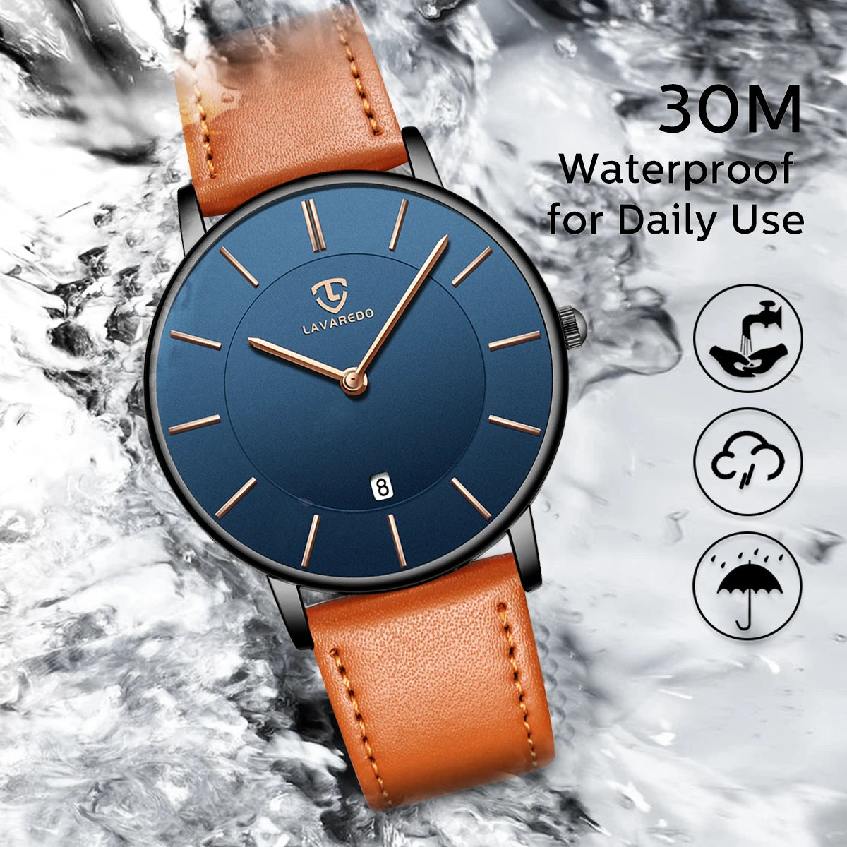 Minimalist Men's Watch | Fashionable Design with Leather Strap and Date Display