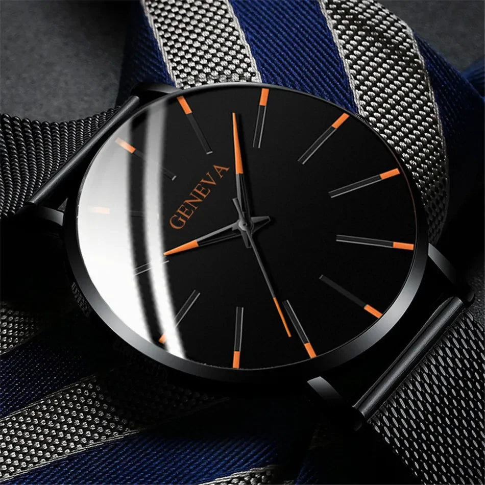 Ultra Thin Black Luxury Geneva Watch